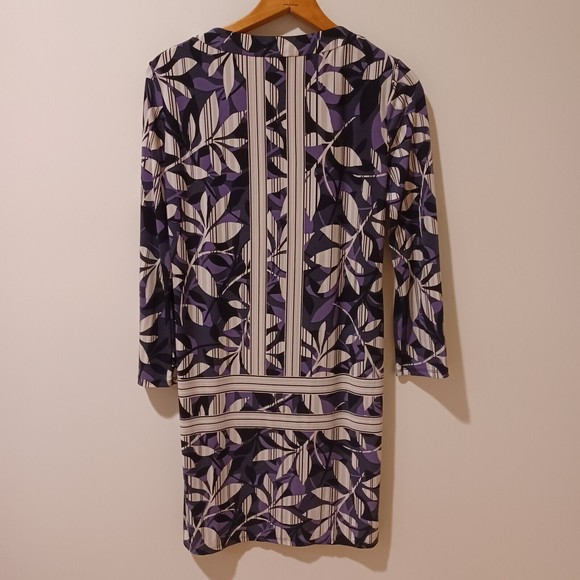 BCBG MAXAZRIA "Calico" Jersey Shift Floral Dress 3/4 Sleeve Black Combo XS - Picture 5 of 7